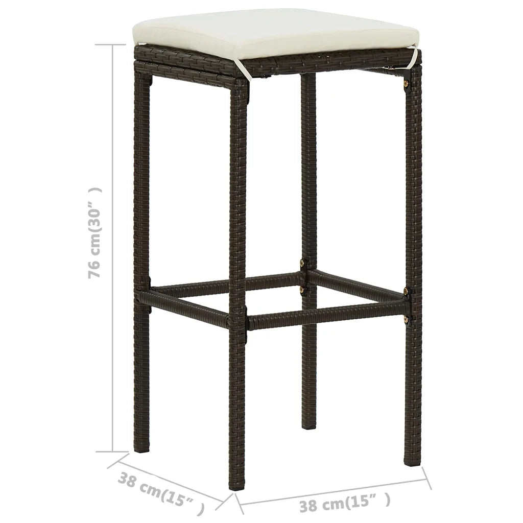 Set Bar da Giardino 3 pz con Cuscini Marrone 3064872