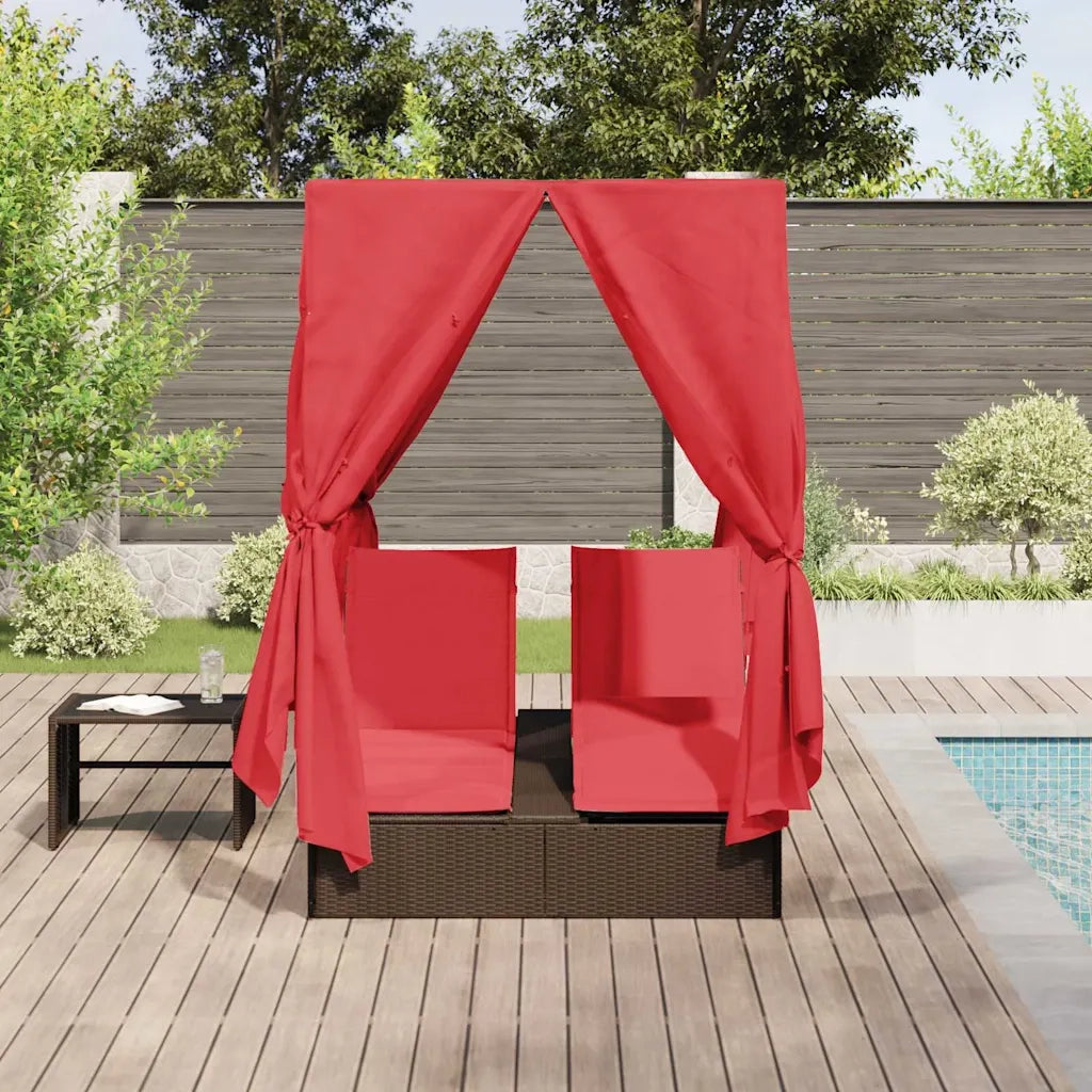 Lettino da sole doppio Rosso 205 x 129 x 200 cm polyrattan 3376133