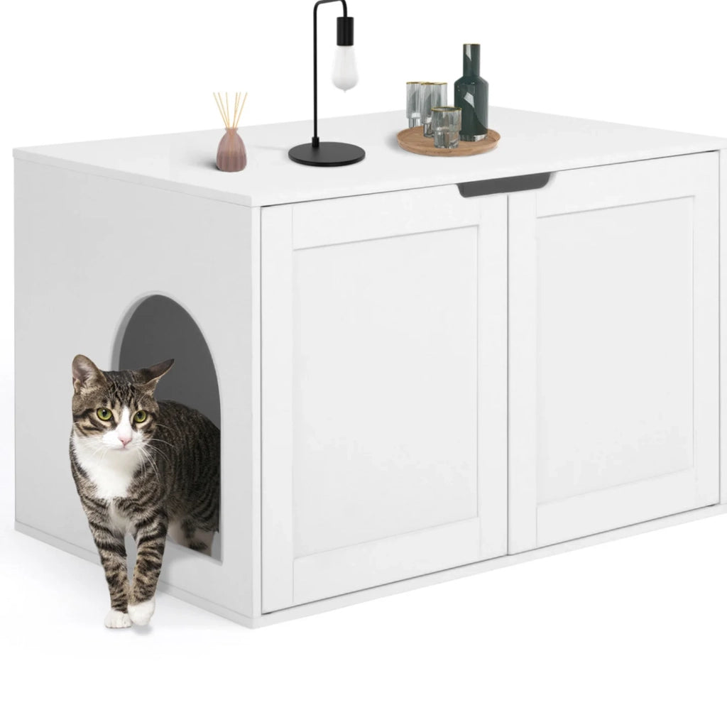 IDMarket - Toilette per gatti a doppia anta bianca
