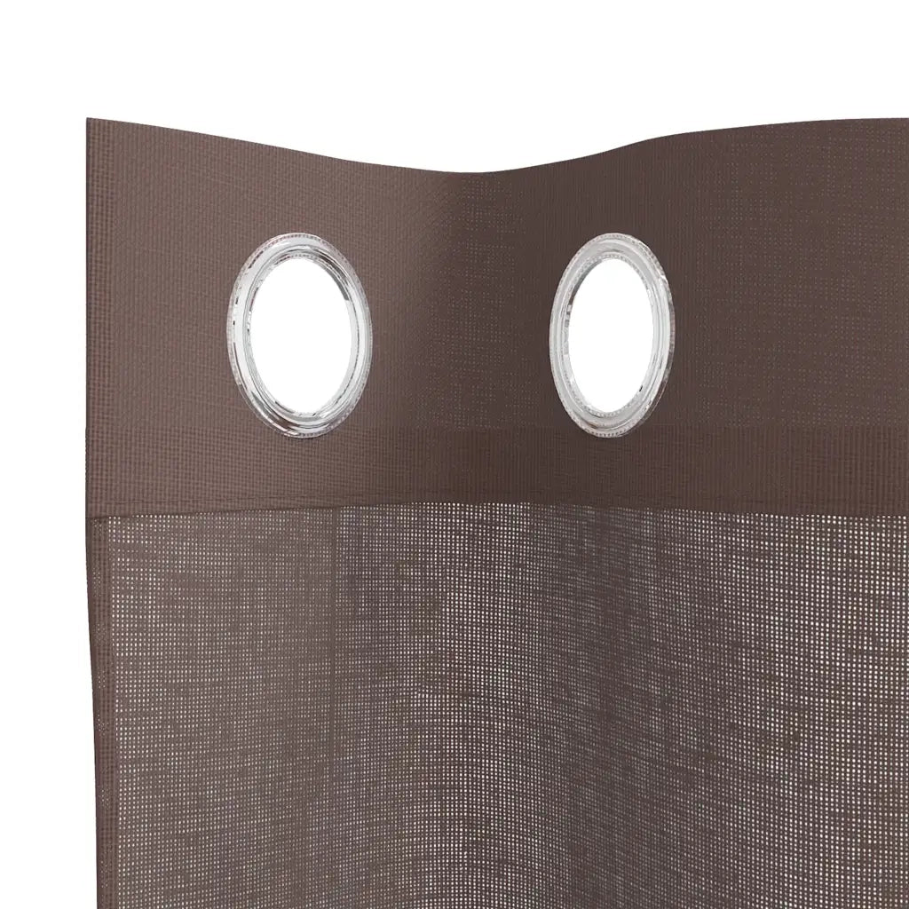 Tende in Voile con Occhielli 2 pz Marrone 140x175 cm