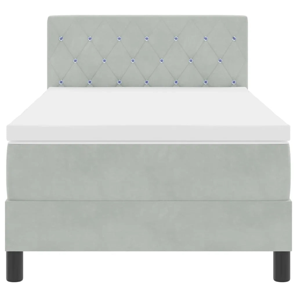 Letto a molle con materasso Grigio chiaro 90 x 190 cm Velluto 3339074