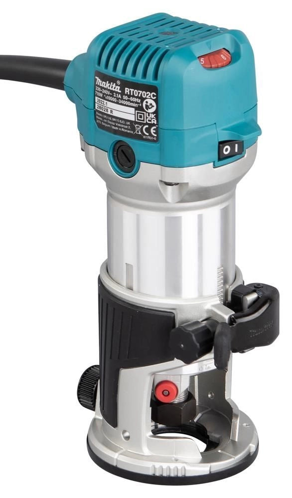 Makita RT0702CX2J Fresatrice Multifunzione 710 W 10000 34000 rpm Velocita' Variabile Avvio Progressivo colore Nero