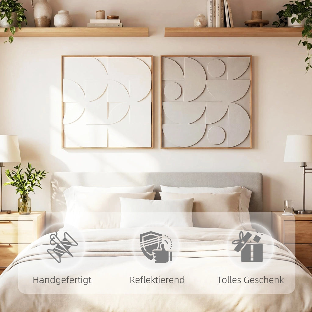 Decorazione Parete 3D Set 2 Pezzi Geometrica ¨C Xylo ¨C Bianco 80x80 cm