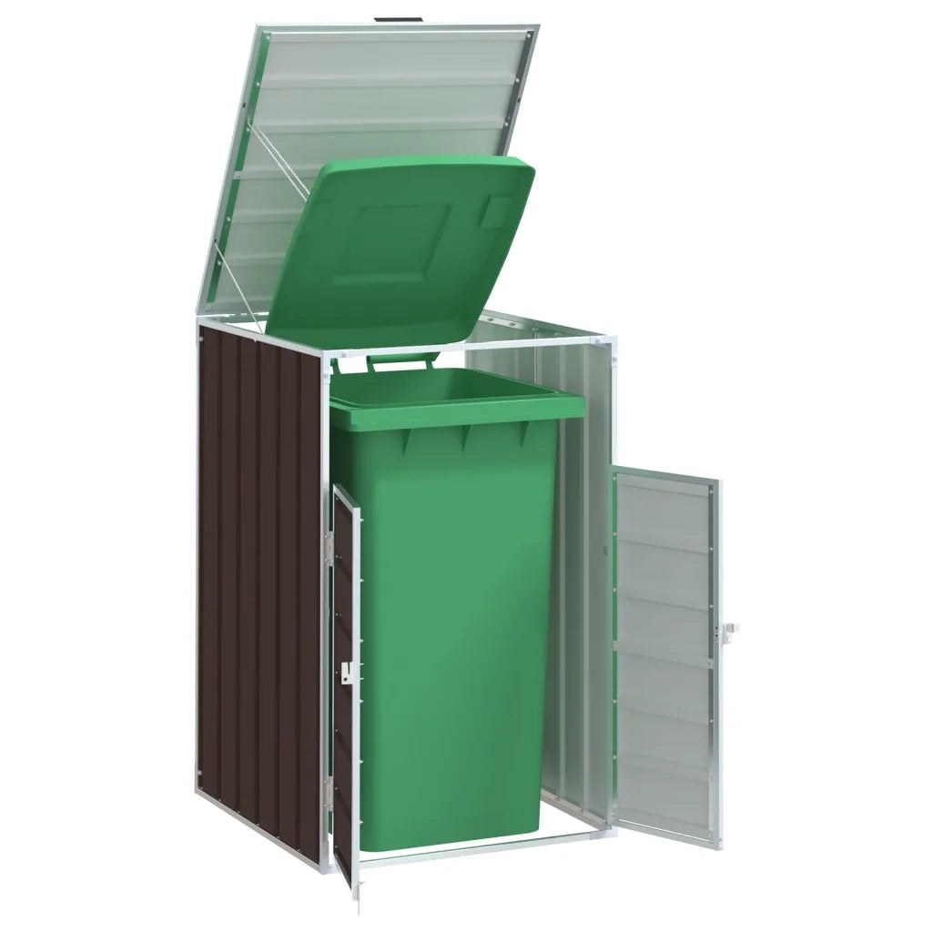 Copribidone Ruote Bidone Singolo Marrone 72x81x115 cm Acciaio 4006174