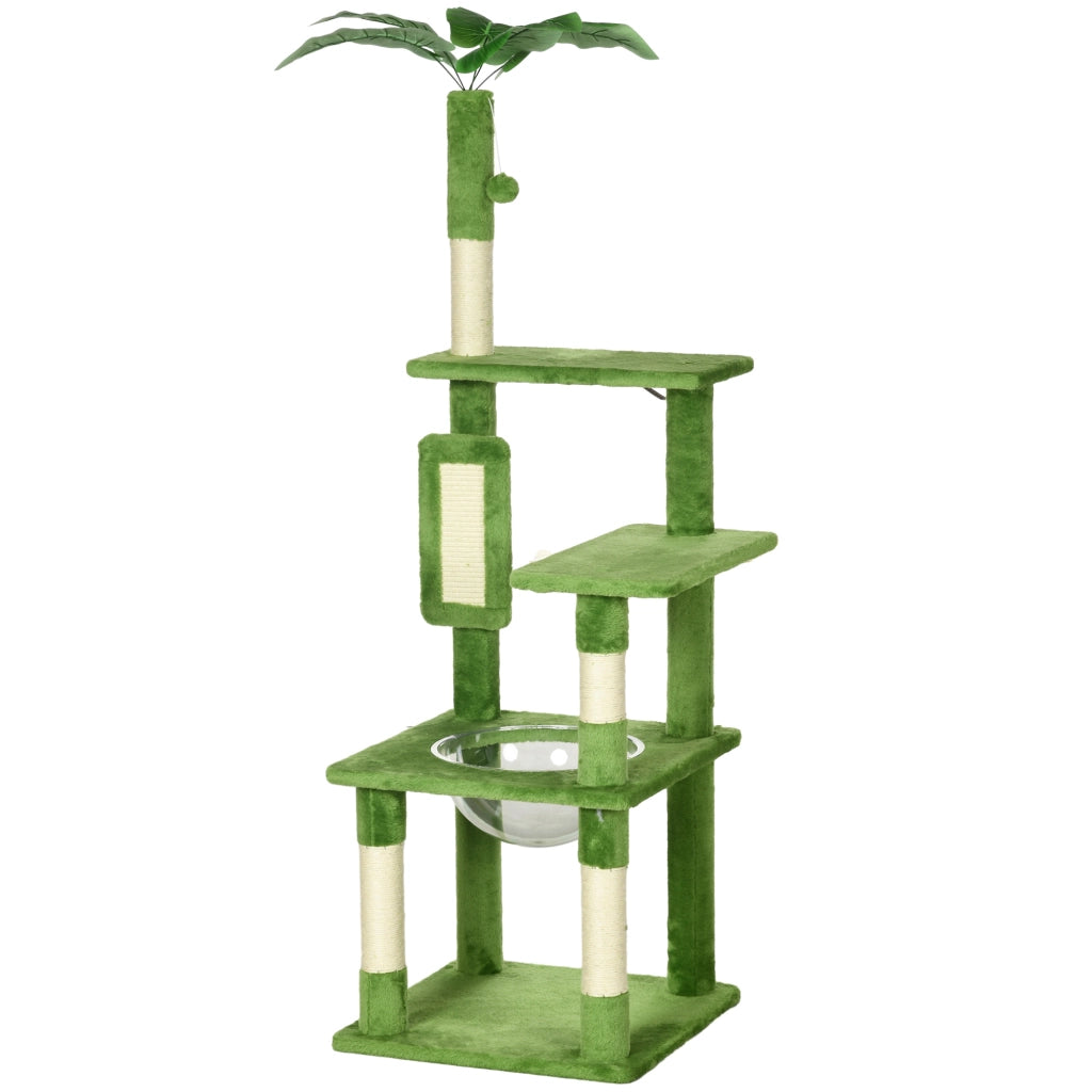 Albero per Gatti Multilivello con Amaca ¨C zephmum ¨C Verde 49x49x142 cm