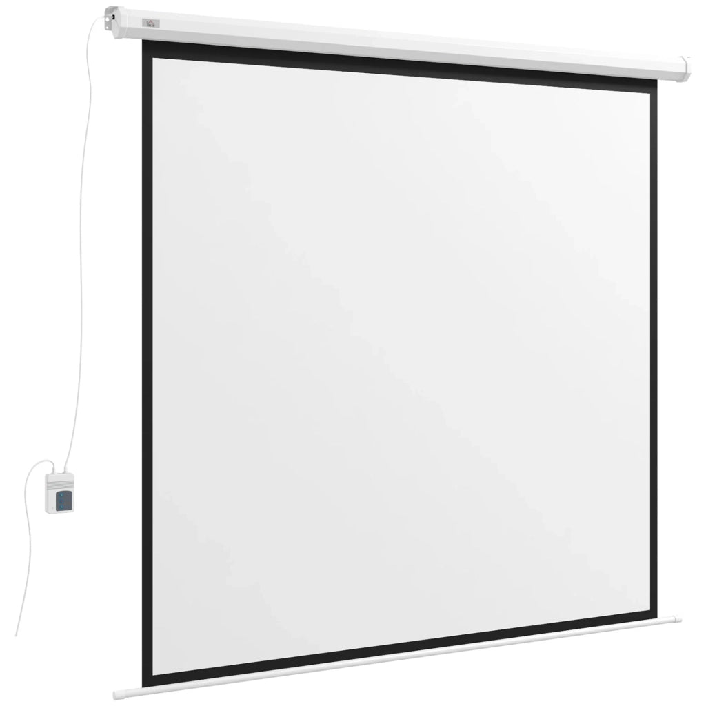 Schermo di proiezione motorizzato salotto ufficio 195 x 8 x 182 cm telecomando silenzioso design pulito in plastica bianca 21_0000021