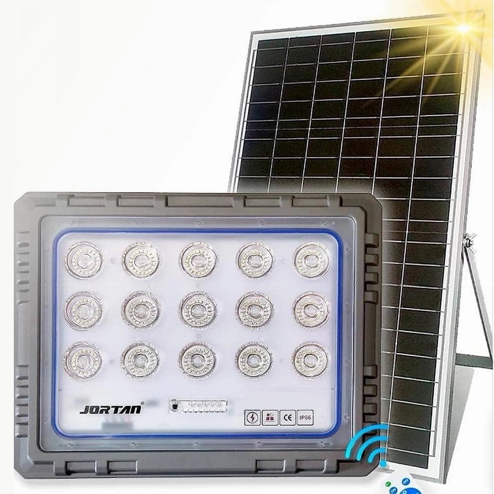 Trade Shop - Faro 100 Watt Con Pannello Solare Luce Forte Telecomando Batteria Lunga Durata -