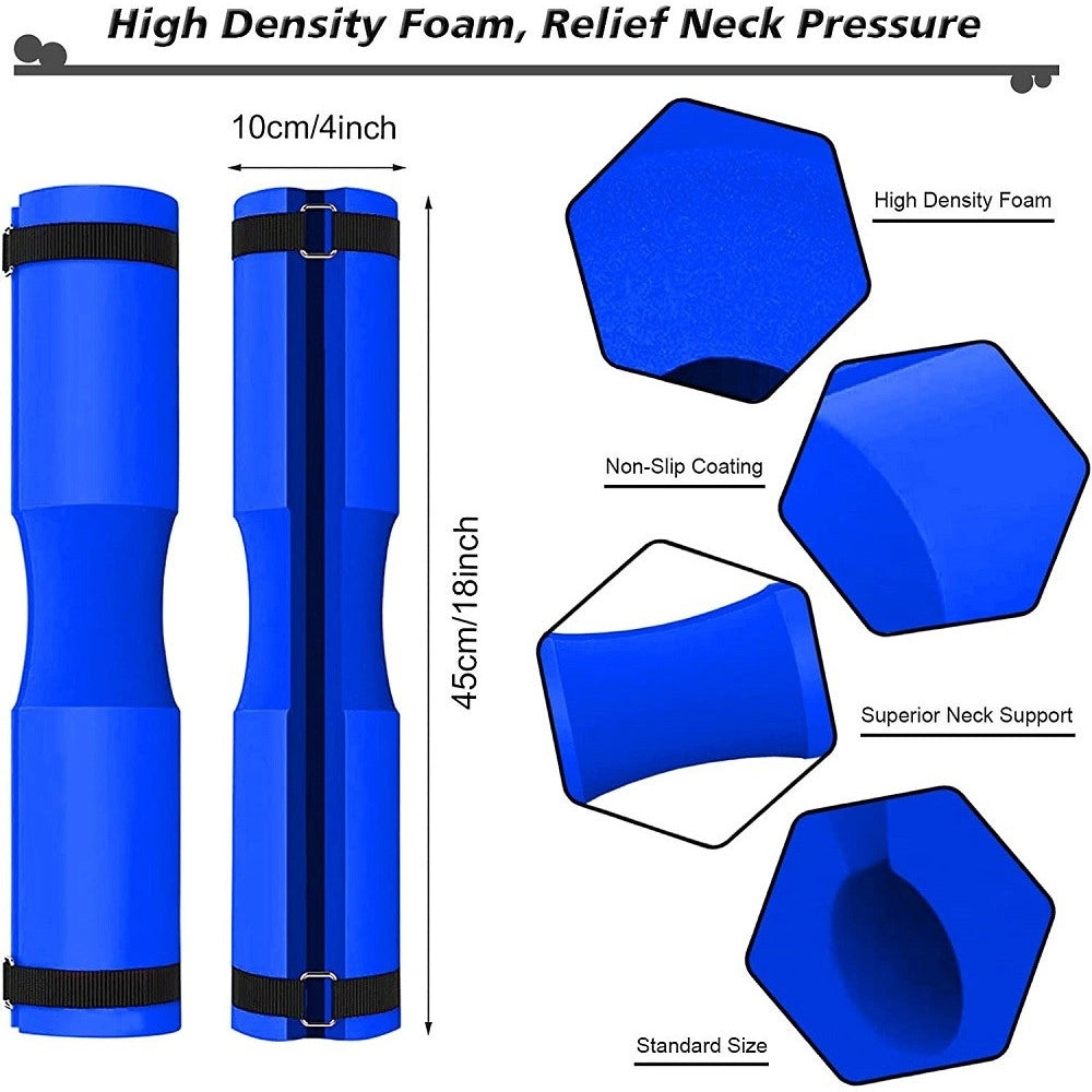 Trade Shop - Barbell Squat Pad Cuscino Bilanciere Collo Per Sollevamento Pesi Squat 45x10 Cm - Blu