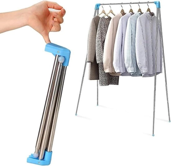 Kledingrek portatile con stantia a pieghevole per capi di abbigliamento leggeri per viaggiare, danzare, campeggiare, fare attività all'aperto, 3 appendiabiti pieghevoli per risparmiare spazio - Kledingrek portatile per uso in viaggio