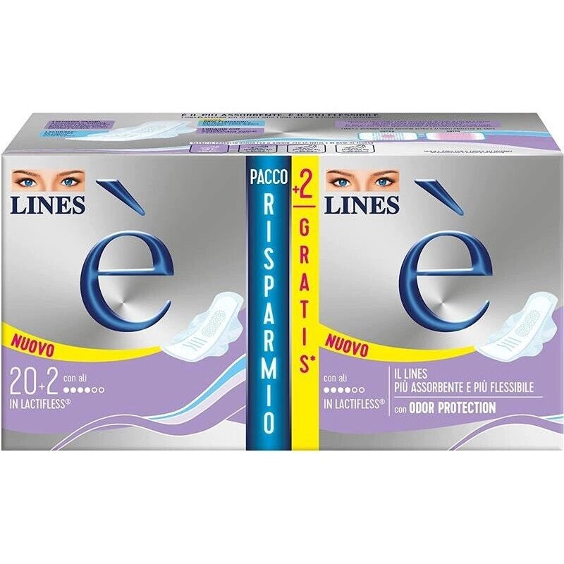 ASSORBENTI LINES È CON ALI IN CONFEZIONE DA 20+2 PEZZI