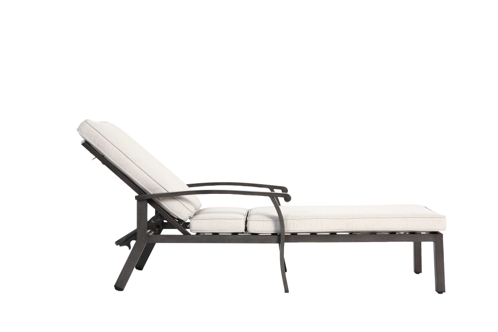 Sedia Chaise Longue da Esterno ¨C MINIMAL ¨C Alluminio, Cuscino Beige, Reclinabile