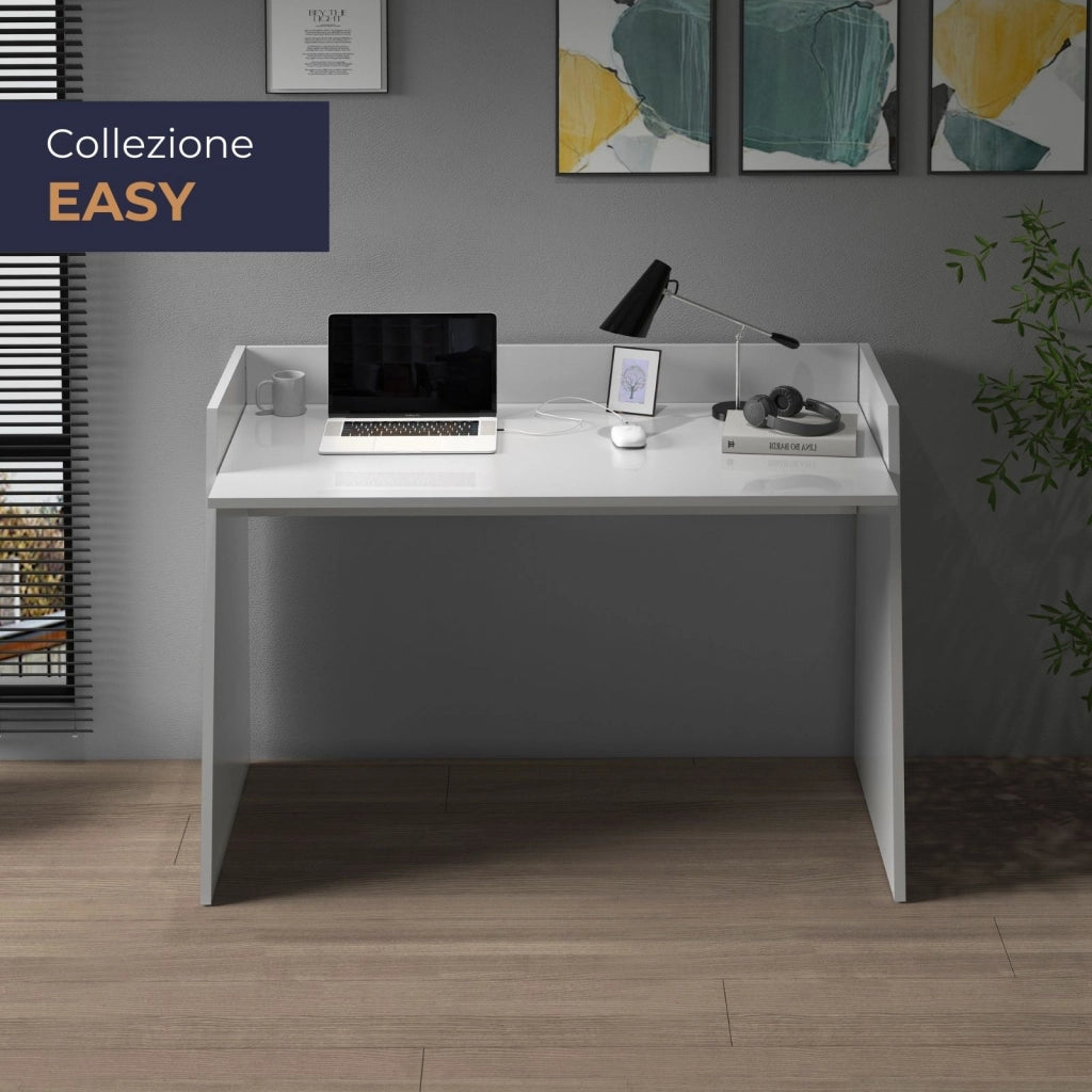 WHOUS Scrivania Easy bianco lucido 100x50x75 cm