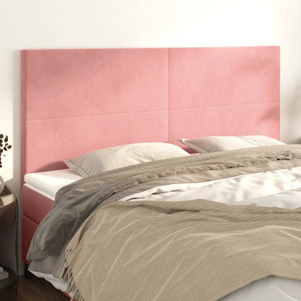 Testiera-Testata-Testiera Decorativa Rosa 160x5x118/128 cm Velluto 444784