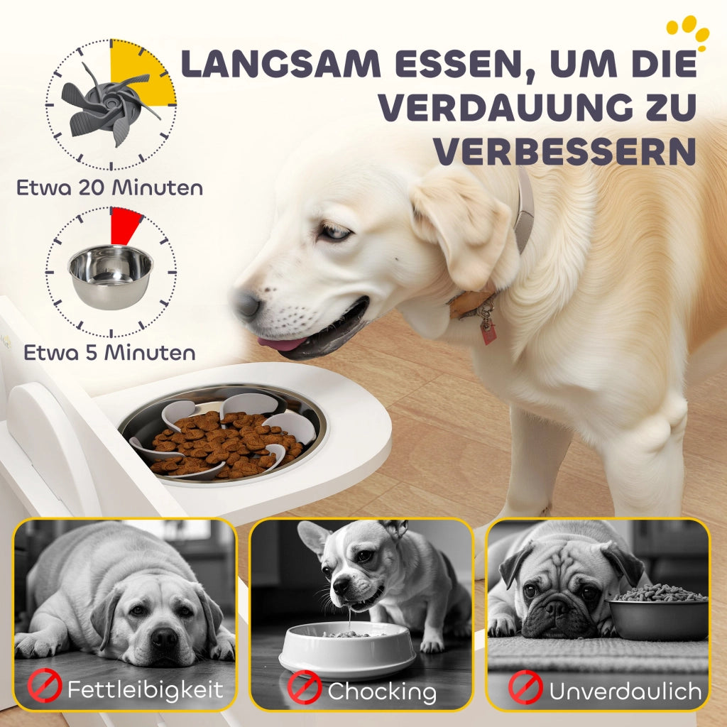 Supporto Ciotole Cane ¨C Minimal ¨C 2 Ciotole in Acciaio, Bianco