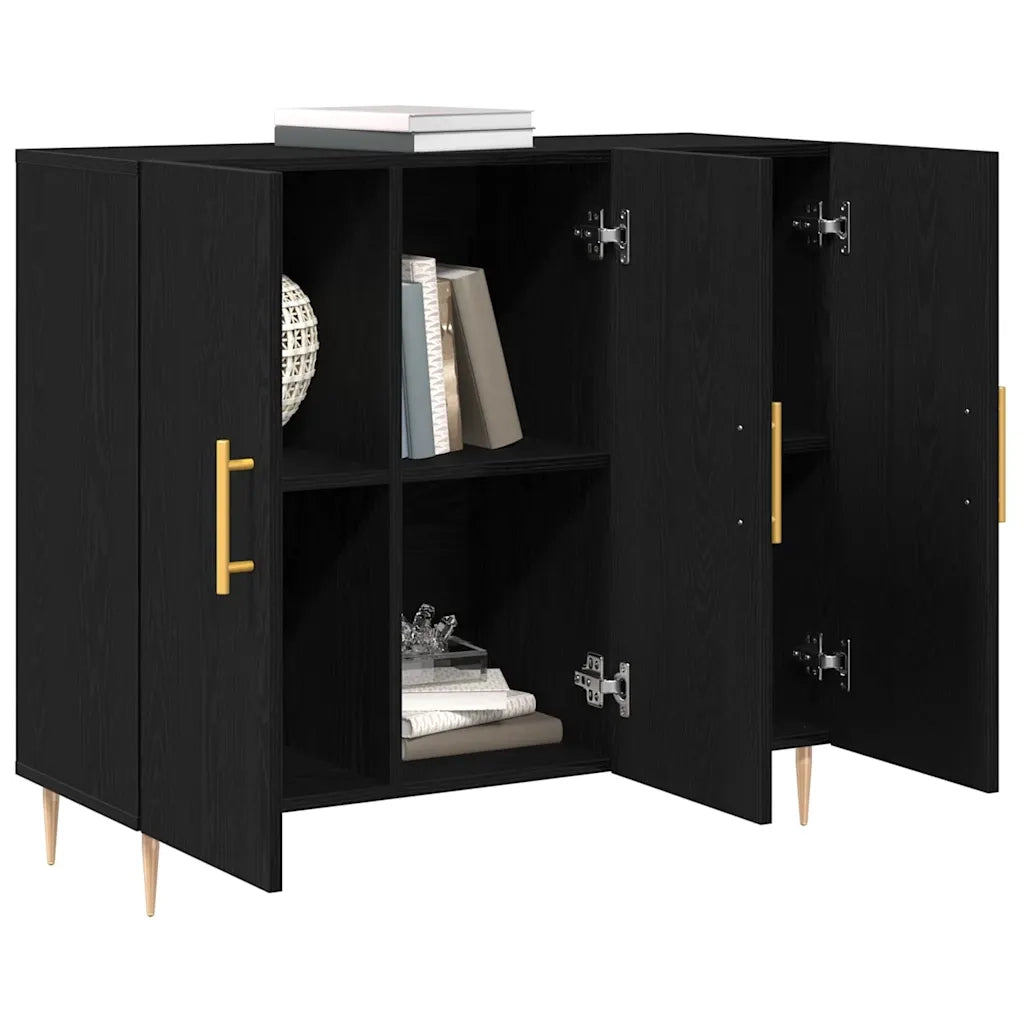 Credenza Rovere Nero 90 x 34 x 80 cm Legno multistrato 869078