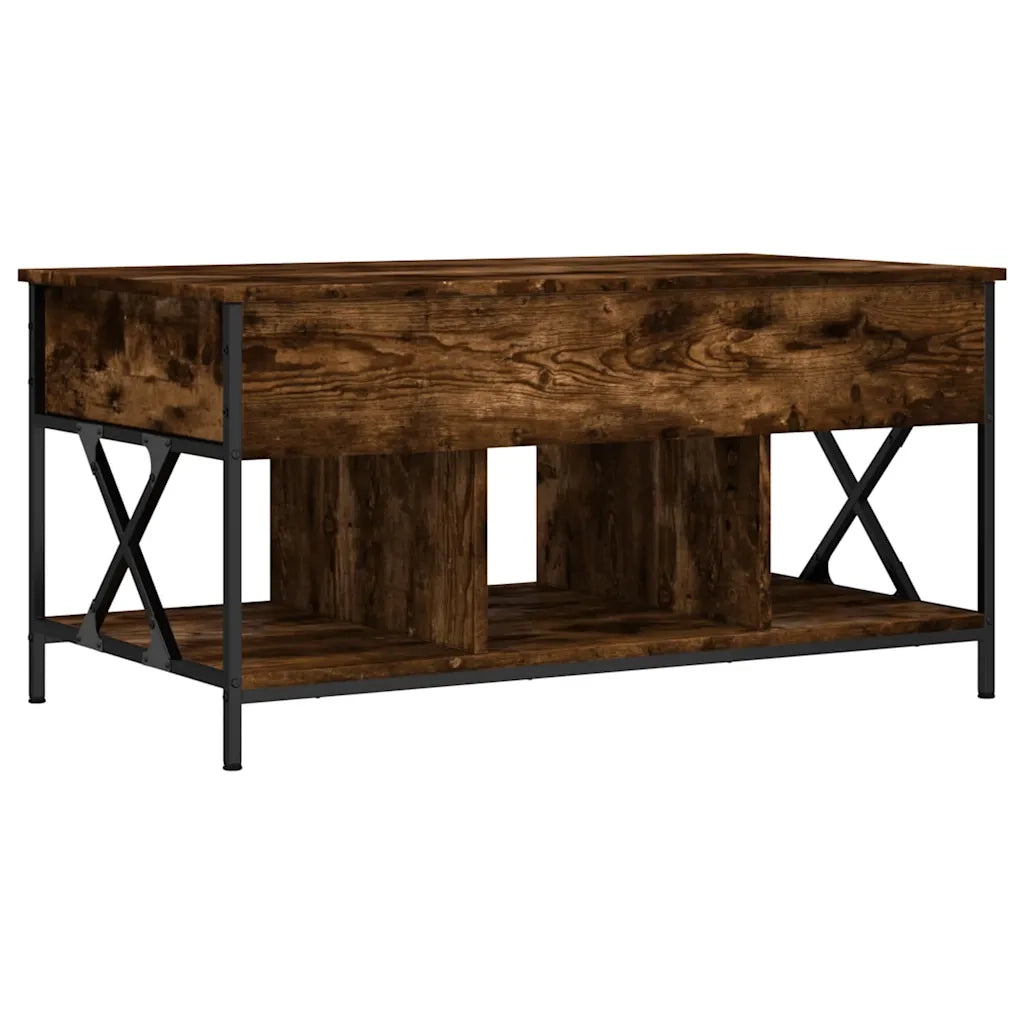 Tavolino salotto | Tavolino da caff¨¨ | Tavolino da Soggiorno Rovere Fumo 100x55x50 cm Multistrato e Metallo