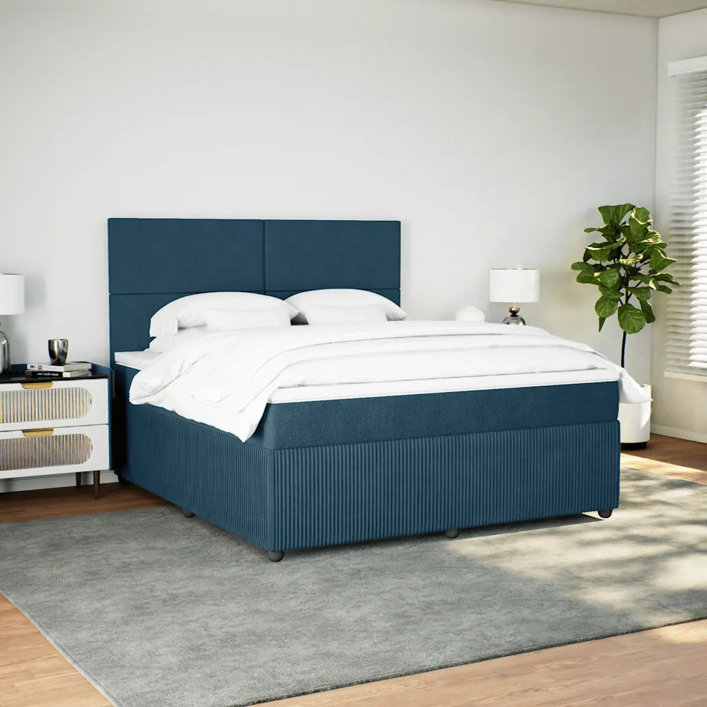 Giroletto a Molle con Materasso Blu Scuro 180x200 cm in Velluto