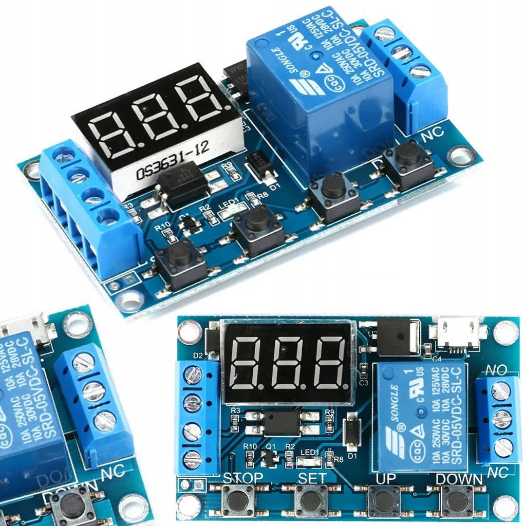 Modulo Relè Temporizzato Rosfix – Impostazione Precisa 0-999 Minuti | Alimentazione 6-20V o Micro USB 5.0V