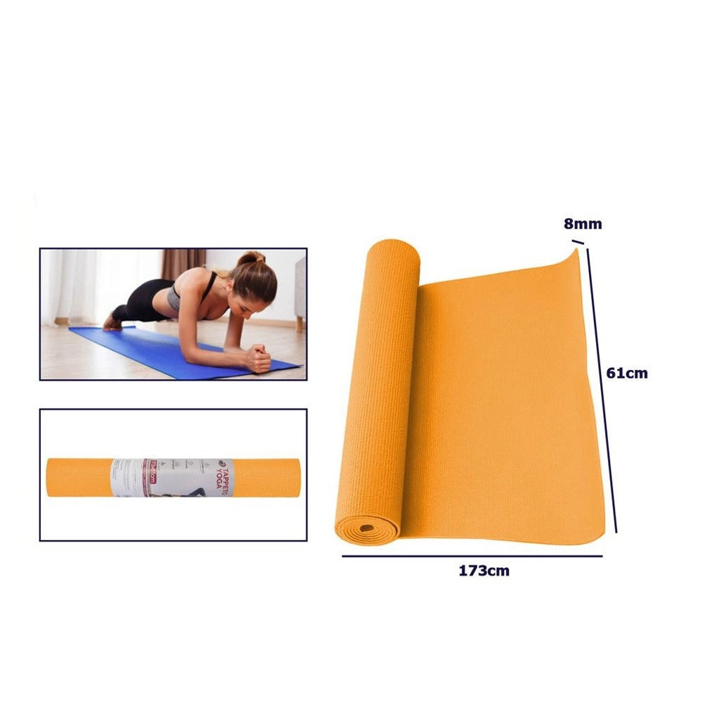 Trade Shop - Tappetino Yoga In Pvc 61x173x0.8 Cm Tappeto Aerobica Fitness Pilates Palestra -