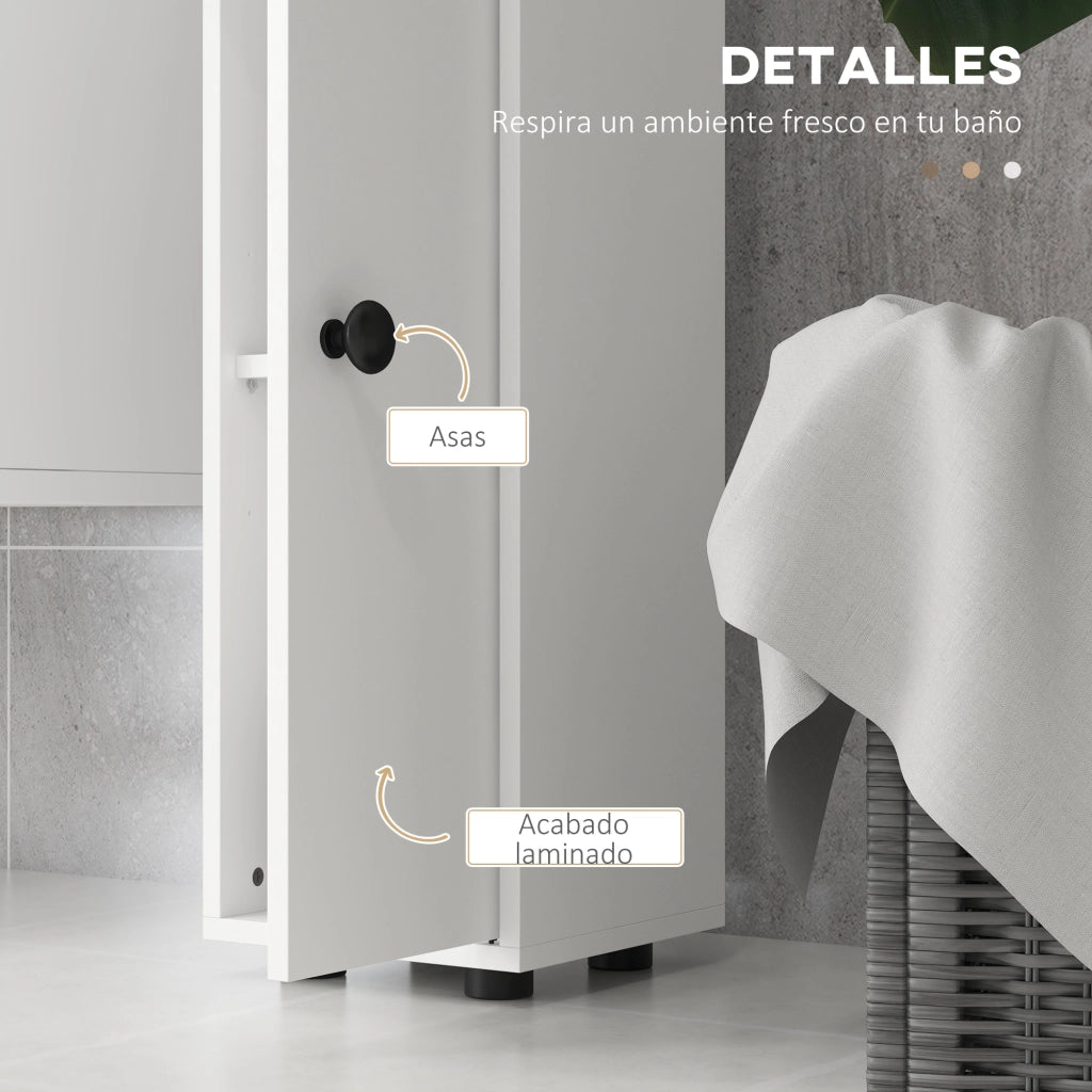 Mobile bagno salvaspazio ¨C Xylo ¨C bianco con cassetto e ripiani 20x20x180 cm