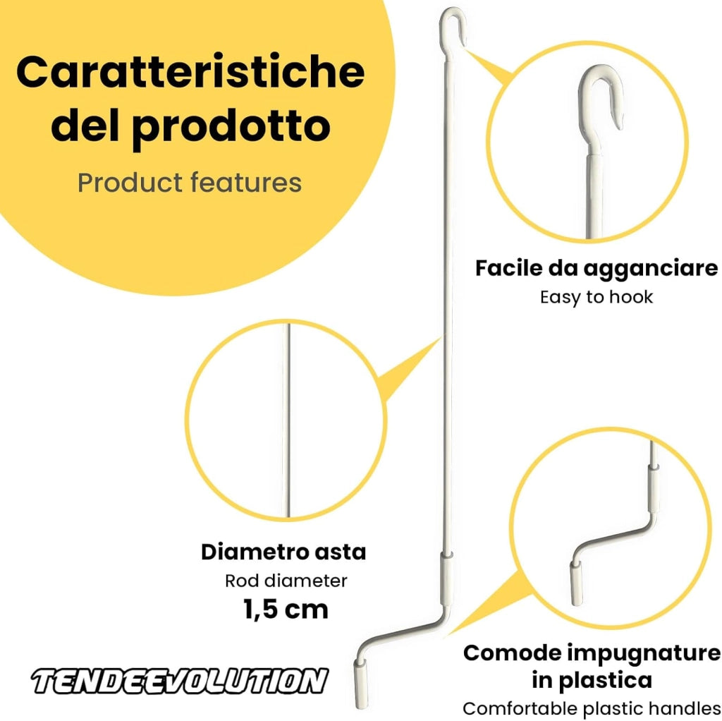Asta Di Manovra Per Tenda Da Sole Varie Misure, Bastone Universale Per Tende (ANTRACITE 1,5 METRI)