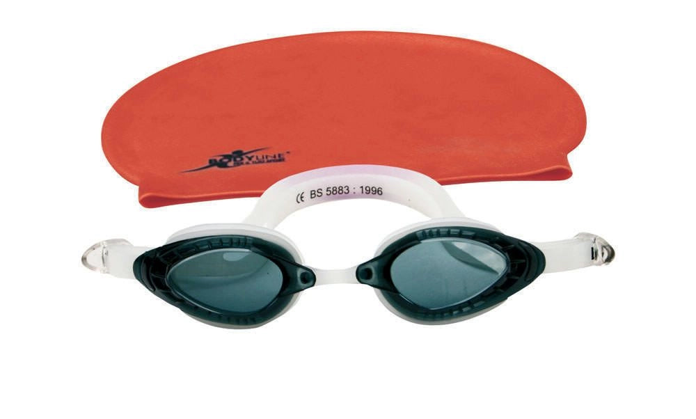 Kit Nuoto Completo con Cuffia in Silicone e Occhialini da Piscina