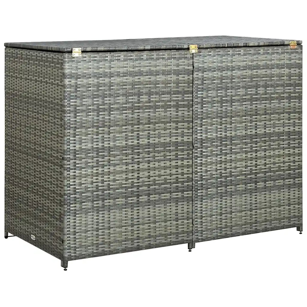 Copribidone Rifiuti Doppio in Polyrattan Antracite 148x77x111cm 46463