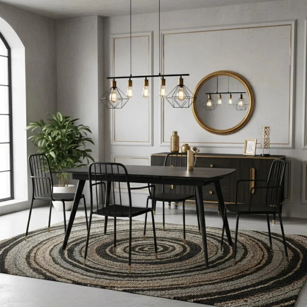Tavolo da pranzo allungabile in ceramica effetto marmo nero George 140-200x90 cm fino a 10 posti | Duzzle