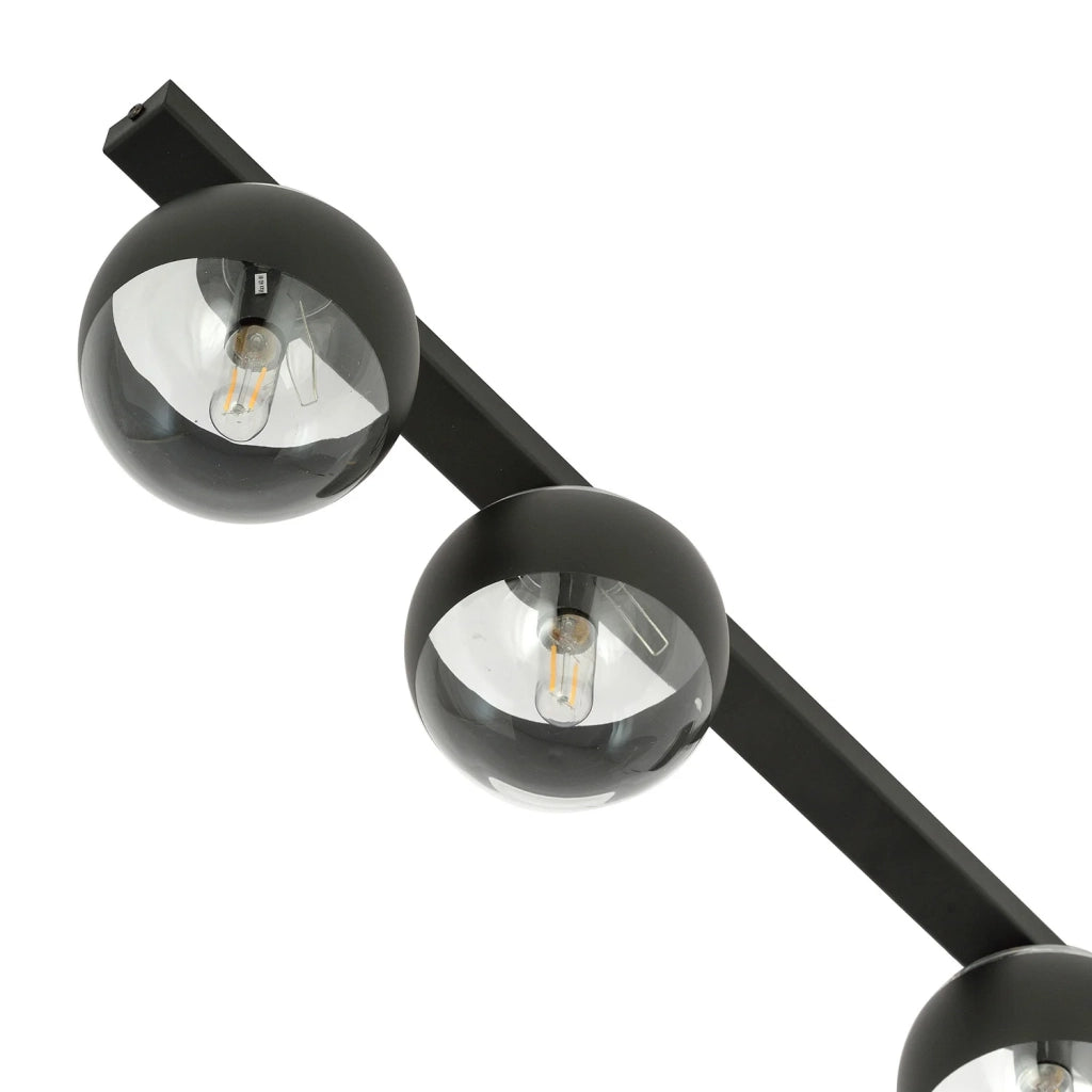 Plafoniera Moderna Giapeto Acciaio Nero 3 Luci E14 Ip20