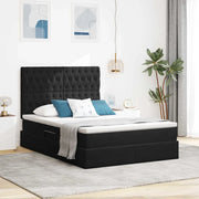 Letto con contenitore e LED con led Nero 140 x 190 cm Velluto