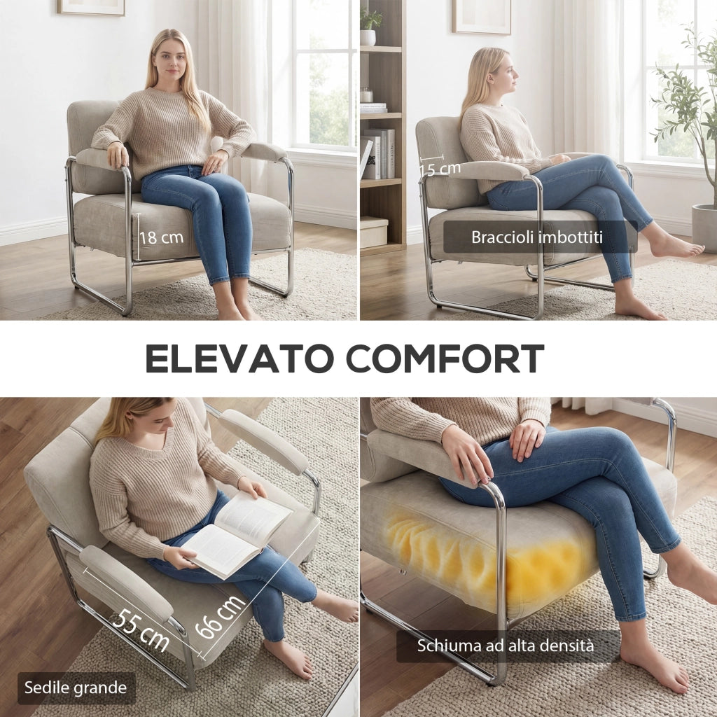 Poltrona e Poltroncina in Ciniglia Morbida ¨C Minimal ¨C Beige