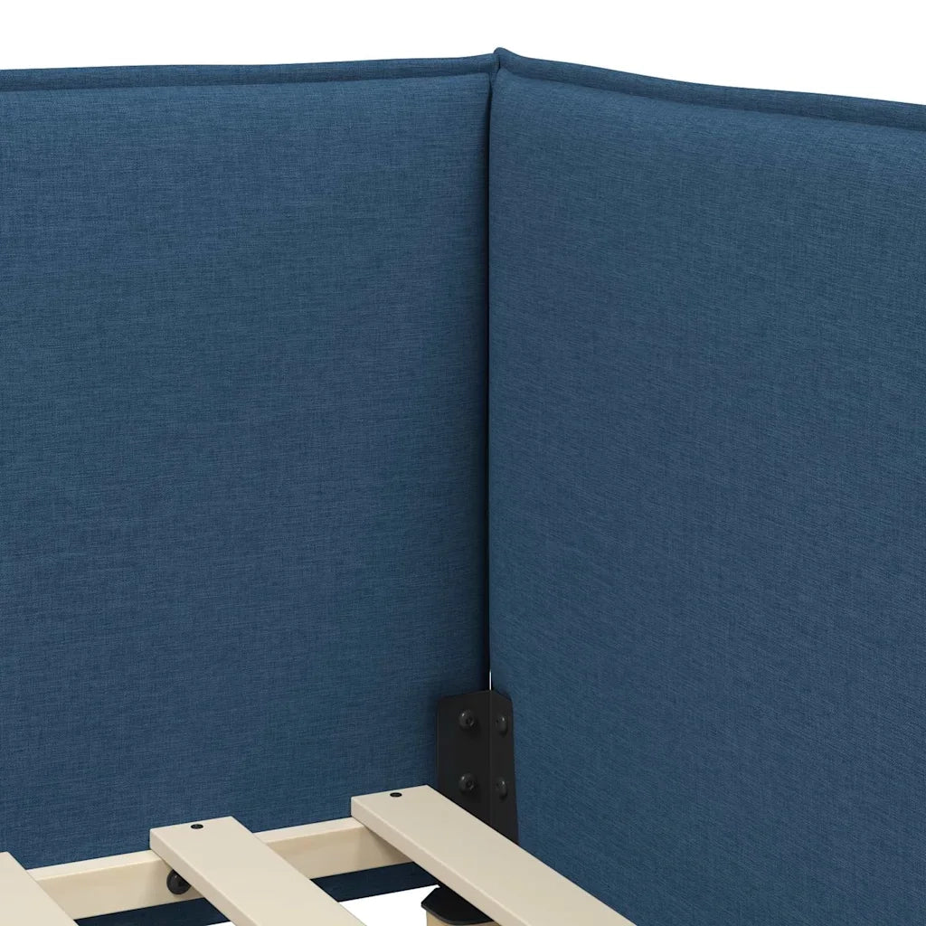 Cornice del letto ad angolo Blu 100 x 200 cm Tessuto 42016478