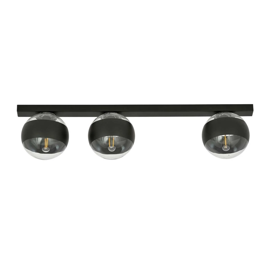Plafoniera Moderna Giapeto Acciaio Nero 3 Luci E14 Ip20