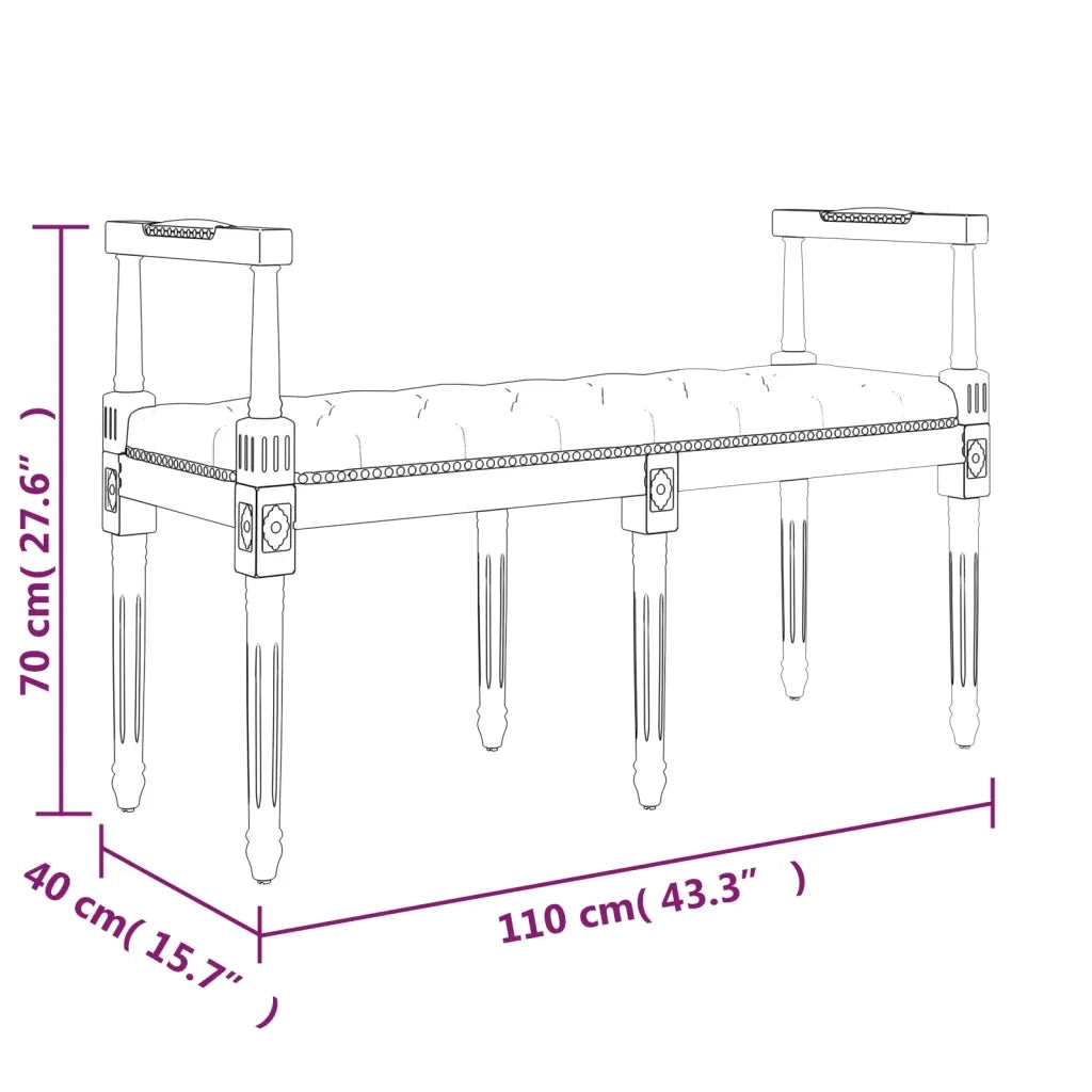 Panca Nera 110x40x70 cm in Velluto 344428
