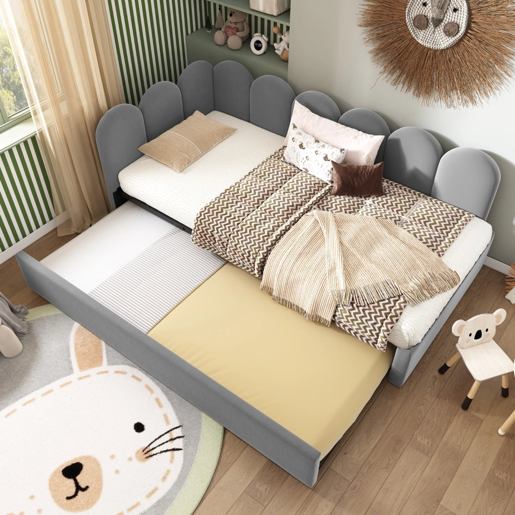 Daybed singolo – 90x200 cm – estraibile rete – velluto grigio