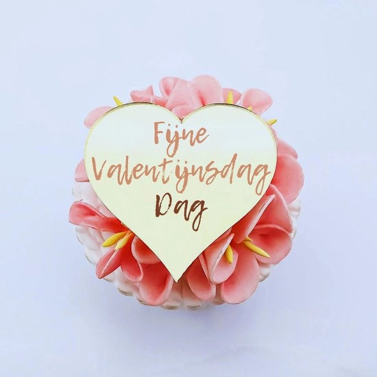 Decorazioni per Cupcake in Acrilico a forma di Cuore con Riflessi in Oro