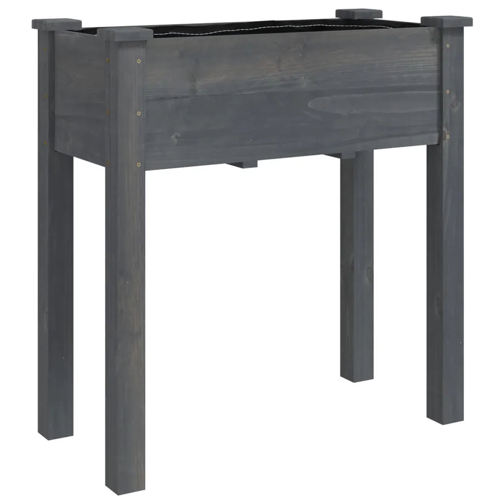 Fioriera | Cassetta per fiori | Vaso con Fodera Grigia 71x37x76 cm Legno Massello di Abete