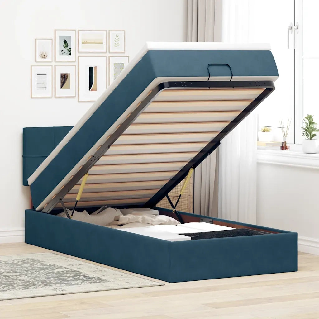 Struttura Letto Pouf con Materasso 100x200 cm Velluto 3312606
