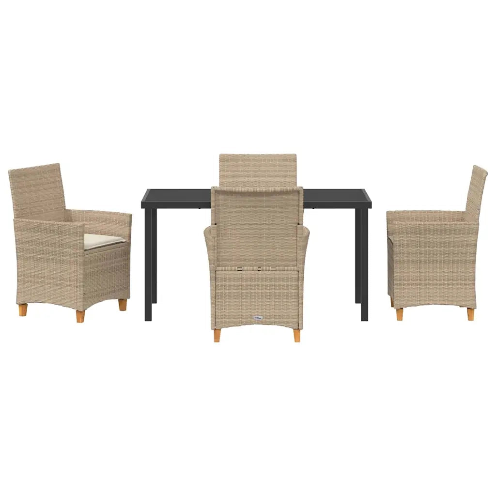 Set da Pranzo per Giardino 5 pcs Beige polyrattan