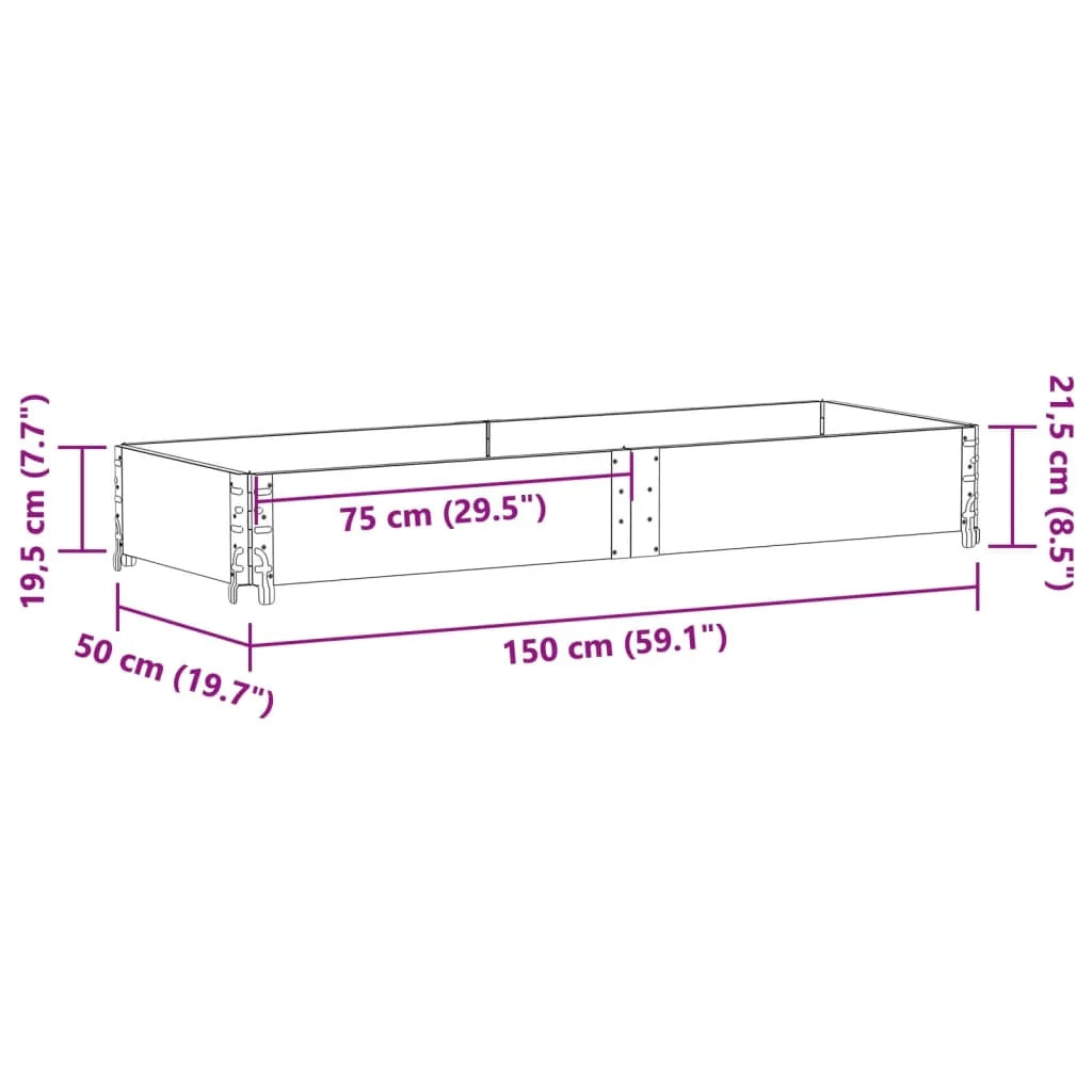 Fioriera rialzata per piante fiori terrazzo giardino 150 x 50 cm legno massello di pino grigio 02_0037433