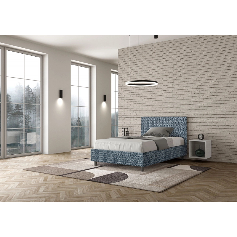 Letto imbottito 1 piazza e mezza 120x210 cm tessuto Aragona Adele - Senza rete,Blu