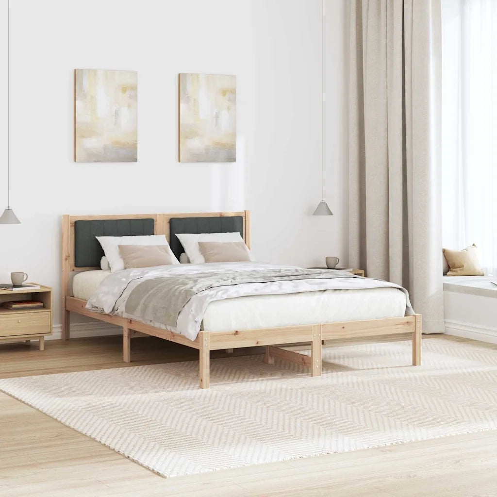 Letto con Testiera Rivestita Grigio scuro 135 x 190 cm 878270