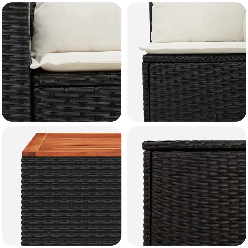 Set di divani 8 pz Nero e Bianco Crema 3448429