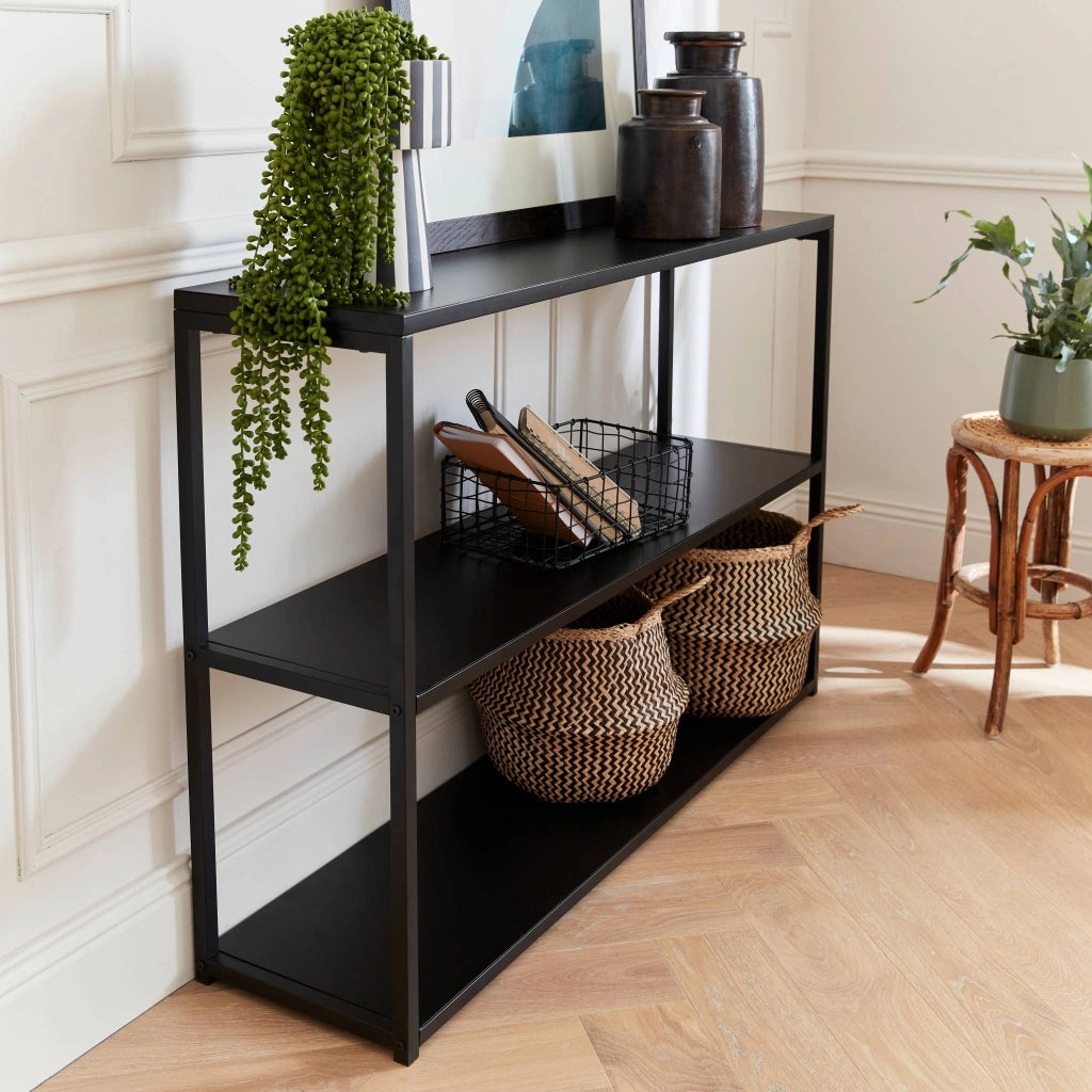 Libreria industriale in metallo nero, 120cm, nero