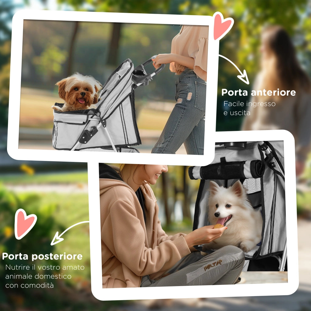 Carrozzina per Cani Pieghevole ¨C Minimal ¨C Grigio