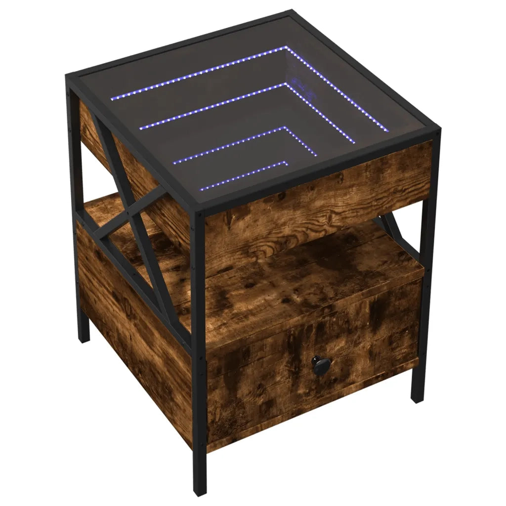 Comodino con LED Infinity Rovere Fumo 40x40x51 cm 3284103