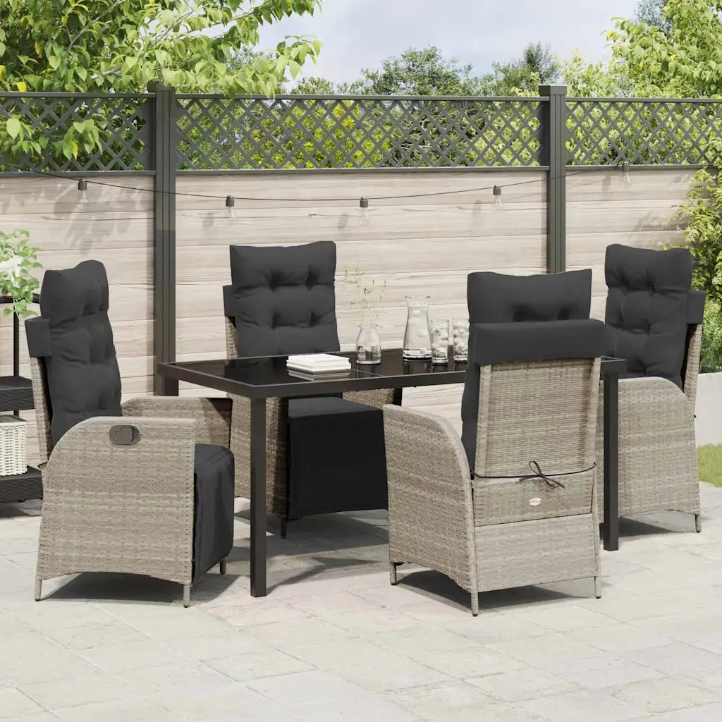 Set da Pranzo per Giardino 5 pcs Grigio chiaro polyrattan