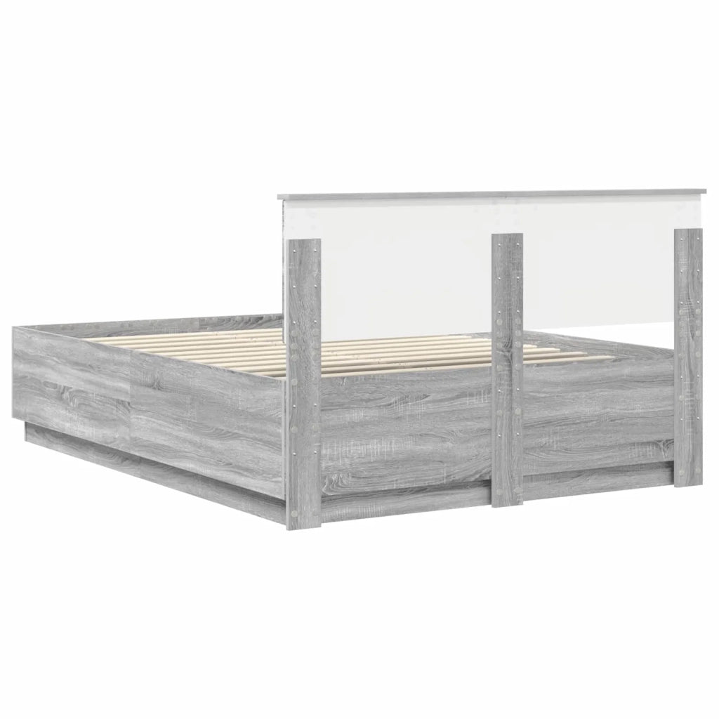 Letto matrimoniale | Letto per adulti | Struttura del letto con testiera Grigio Sonoma 160 x 200 cm