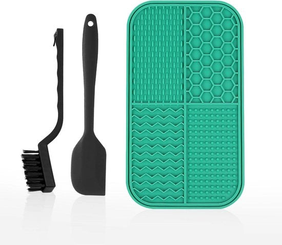 Pavimento per animali domestici con schiacciatore in silicone e setole in nylon - verde erba.