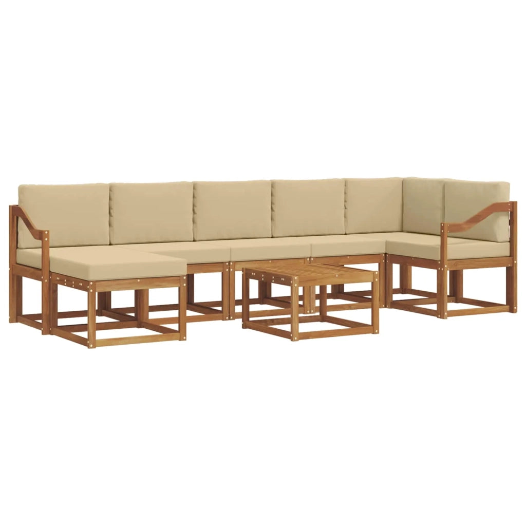 Set di divani da esterno con cuscino 8 pcs Naturale e Beige 3366761
